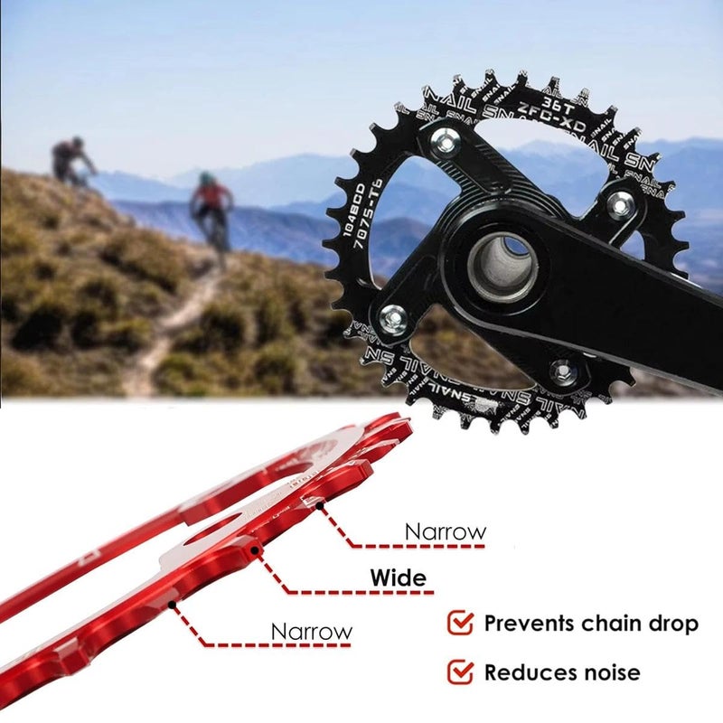 FOMTOR 104 BCD Chainring 30T 7-12 Speed Compatible CNC 7075 Aluminum Narrow Wide Tooth Round Chainrings for MTB/Road Bike Ebike Chainwheel Red - Image 5